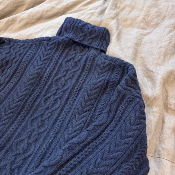 Ralph Lauren Collection Cable-Knit Turtleneck Merino Wool & Cashmere – Inky Navy - Picture 3 of 8